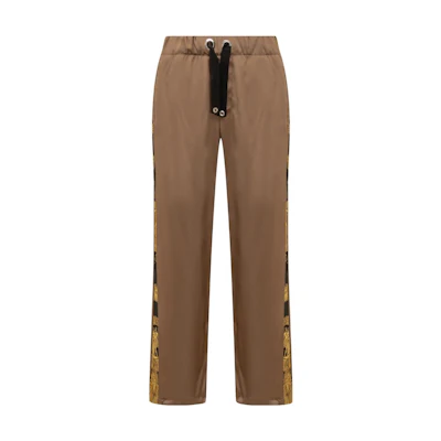 VERSACE SS23 Baroque Print Straight-Leg Trousers Brown Casual Pants 1009374-1A06824-5B000