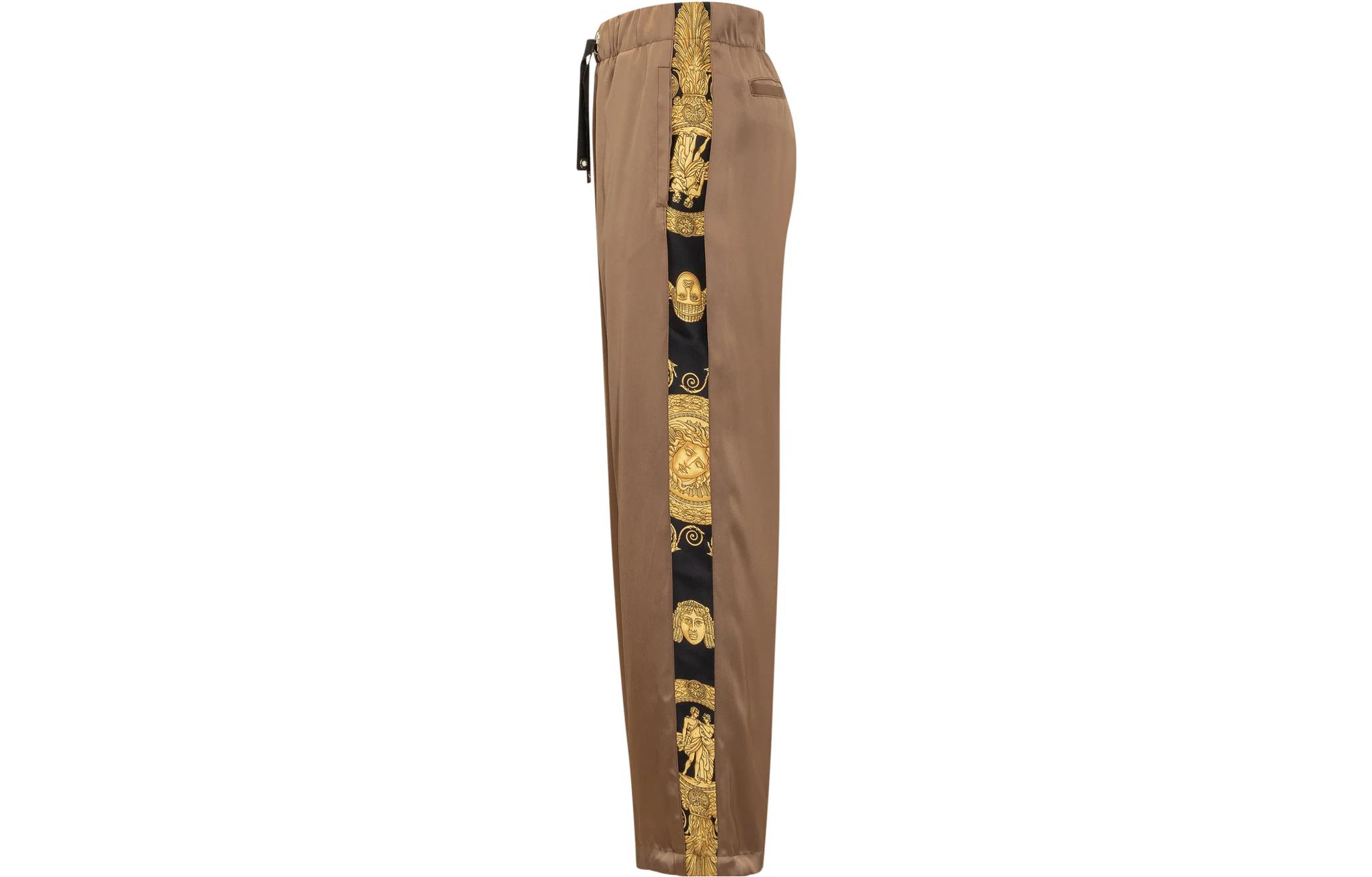 Shop VERSACE SS23 Baroque Print Straight-Leg Trousers Brown  Casual Pants 1009374-1A06824-5B000