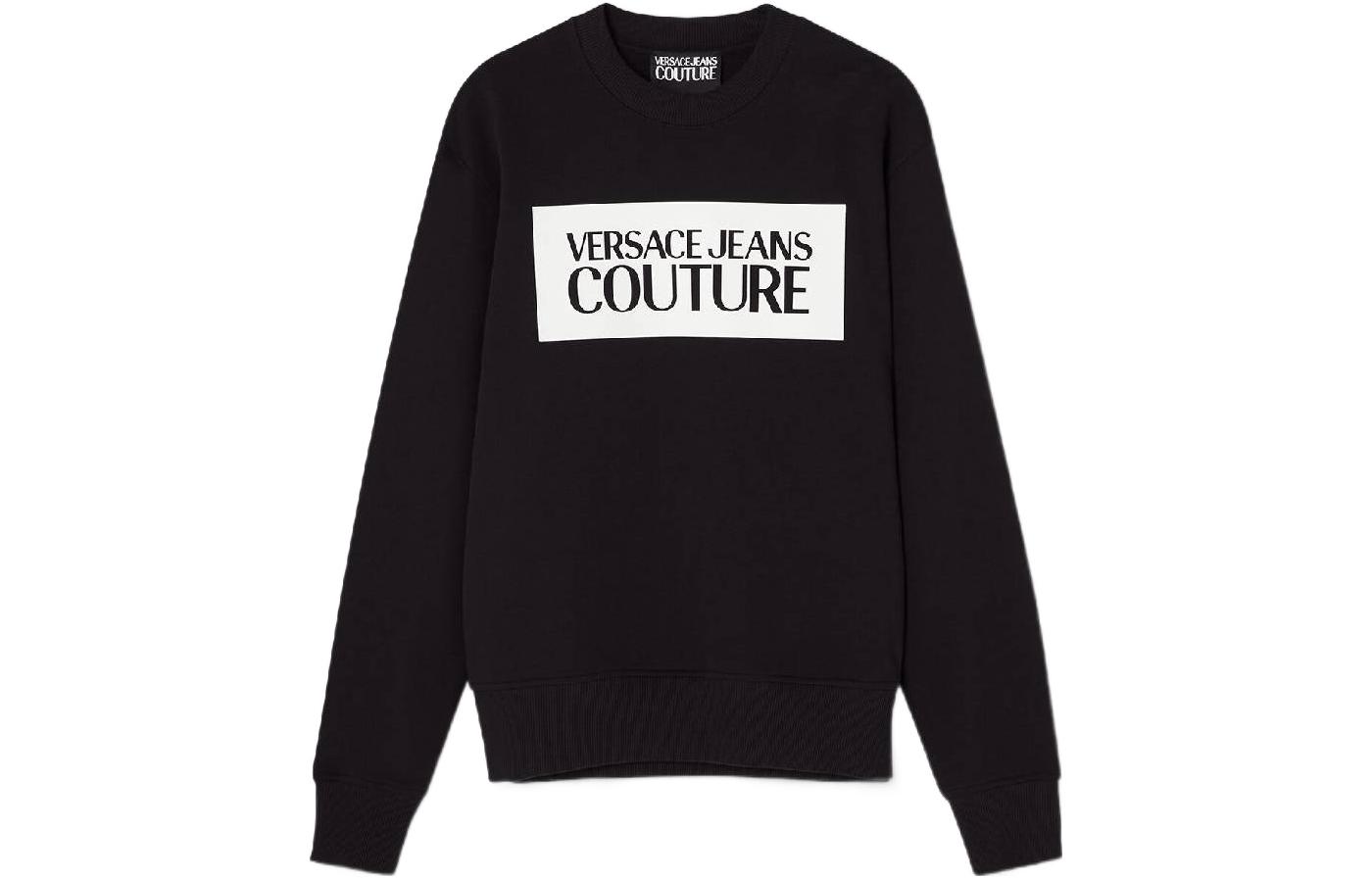 Versace SS23 Black Crewneck Pullover Sweatshirt with Logo Print E74GAIF07-ECF02F-E899