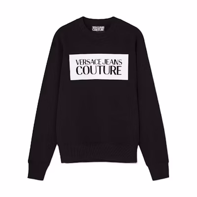 Versace SS23 Black Crewneck Pullover Sweatshirt with Logo Print E74GAIF07-ECF02F-E899
