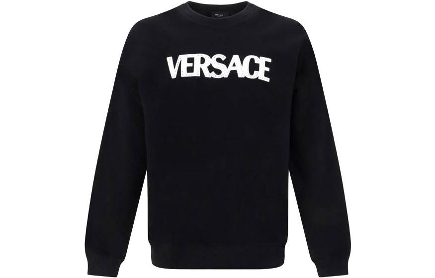 Versace SS23 Black Crewneck Sweatshirt with Logo Print 100934-101A0-67931B000