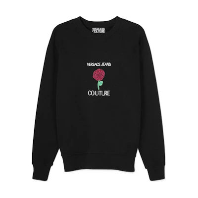 Versace SS23 Black Floral Letter Print Casual Sweatshirt E74GAII01-ECF00I-E899