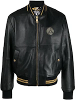 Versace SS23 Black Leather Jacket with Logo Patch and Zipper 74GAVP0-7CPPS3-899 Versace SS23 Black Leather Jacket with Logo Patch and Zipper 74GAVP0-7CPPS3-899