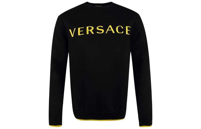 Versace SS23 Black Solid Color Crewneck Long Sleeve Sweatshirt A78953-A224256-A008