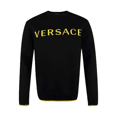 Versace SS23 Black Solid Color Crewneck Long Sleeve Sweatshirt A78953-A224256-A008