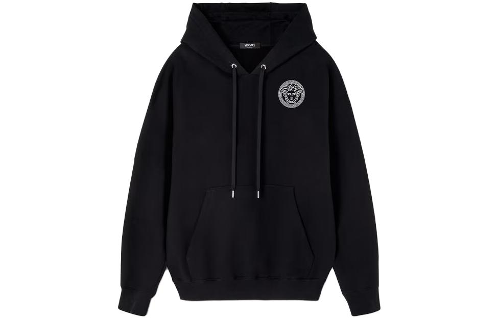 Versace SS23 Black Solid Logo Hoodie Unisex 1014281-1A10144-2B020