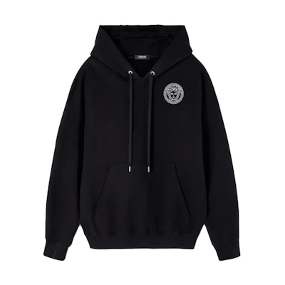 Versace SS23 Black Solid Logo Hoodie Unisex 1014281-1A10144-2B020