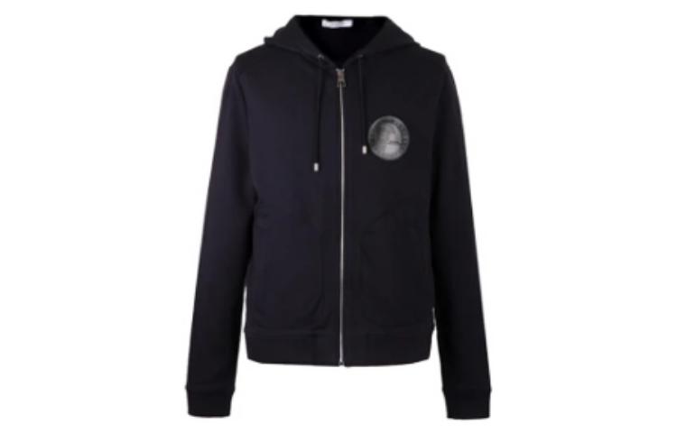 Versace SS23 Black Solid Zip-Up Hoodie Long Sleeve V800698A-VJ00358-V1145