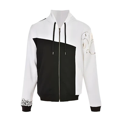 Versace SS23 Black/White Casual Zip-Up Sweatshirt A79424-A222536-A911