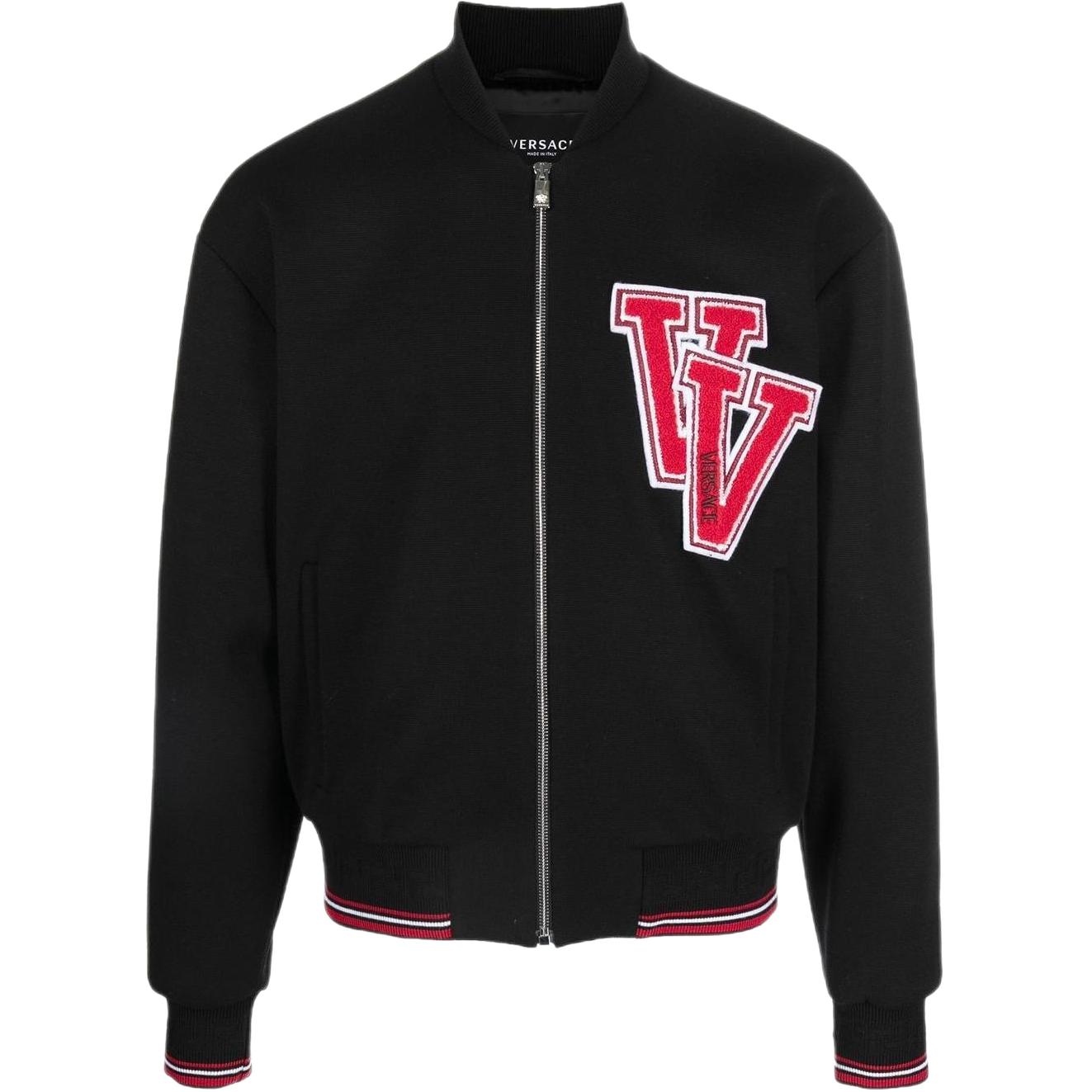 Versace SS23 Black Zipper Jacket with Logo Print Casual Design 1008970-1A06409-1B000