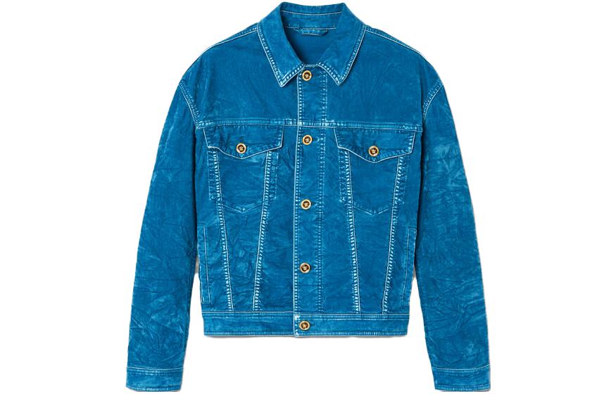 Versace SS23 Blue Single-Breasted Solid Color Long-Sleeve Jacket 1009880-1A07423-1UF90