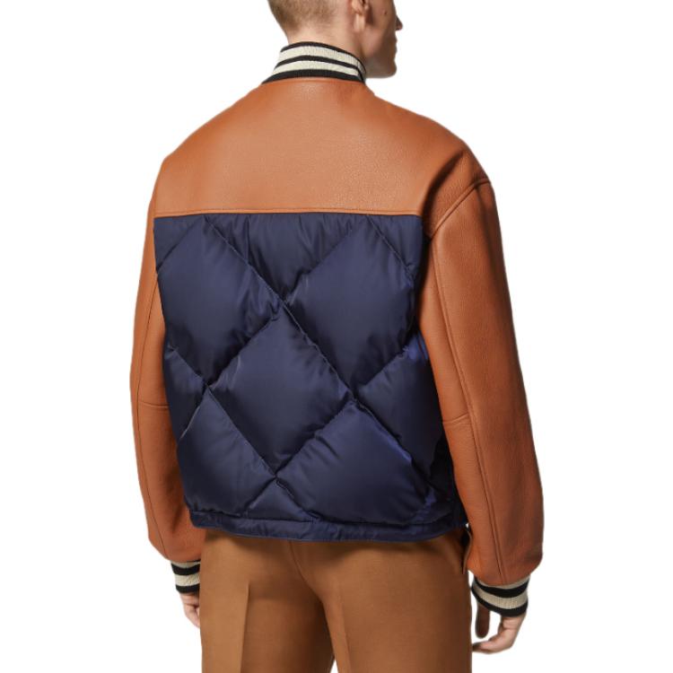 Purchase VERSACE SS23 Brown Patchwork Logo Embroidered Varsity Bomber Jacket Men. 1007449-1A05273-2UG50