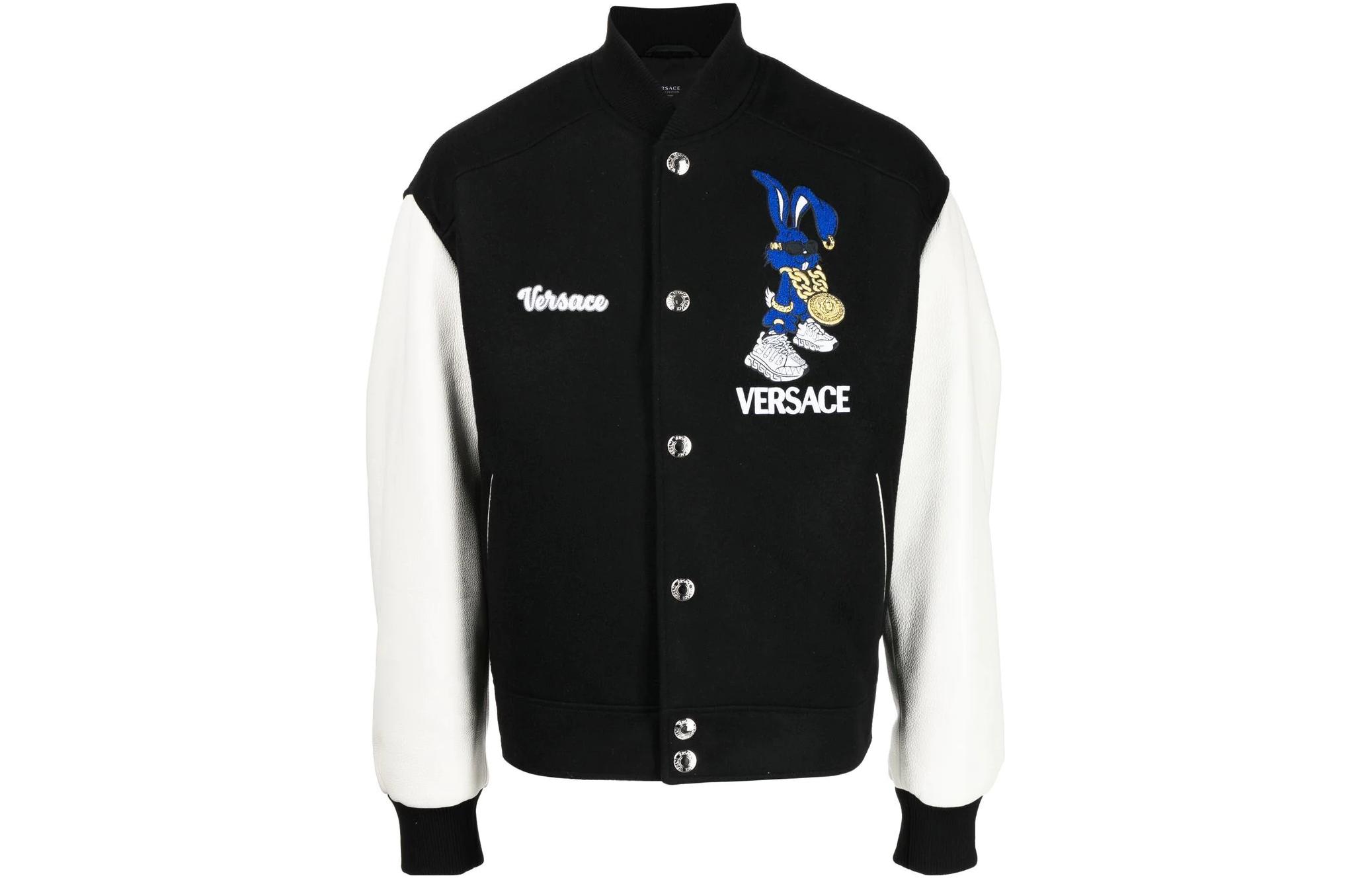 Versace SS23 Colorblock Letter Print Button-Up Jacket Black 1009292-1A06731-1B000