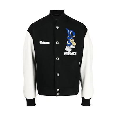 Versace SS23 Colorblock Letter Print Button-Up Jacket Black 1009292-1A06731-1B000