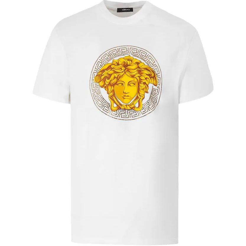 Versace SS23 Crystal Medusa Print Crewneck T-Shirt White  Casual Tee 1006193-1A04213-1W000
