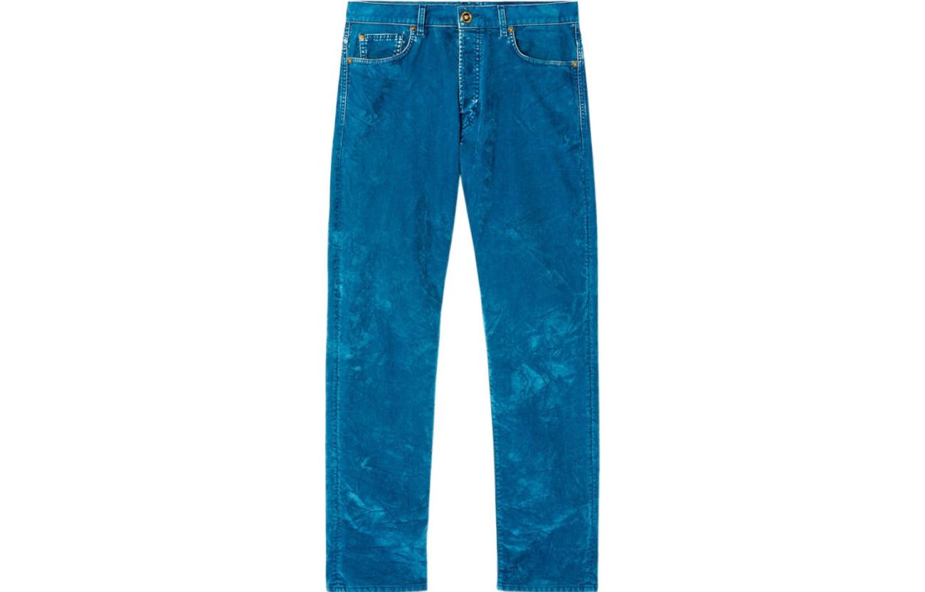 VERSACE SS23 Distressed Straight-Leg Casual Solid Jeans Men Blue 1010716-1A07423-1UF90