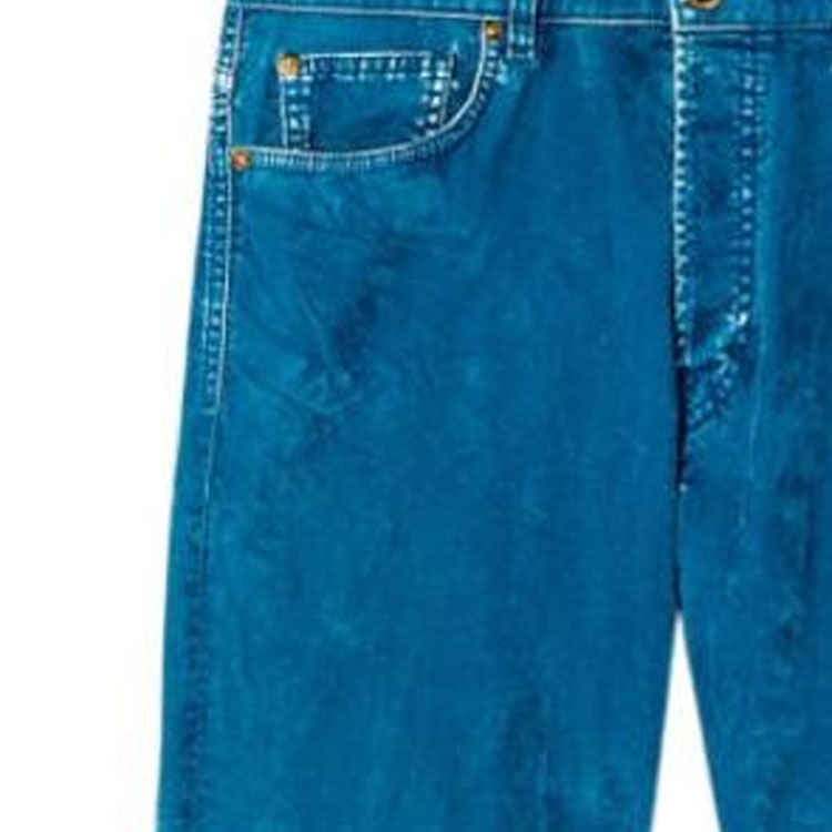 Sizing VERSACE SS23 Jeans Hombre Azules Rectos Casual Desgastados Sólidos 1010716-1A07423-1UF90