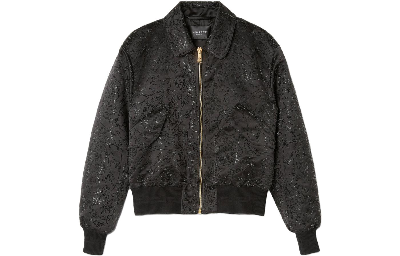 Versace SS23 Embossed Pattern Collared Jacket Black 1006936-1A04952-1B000
