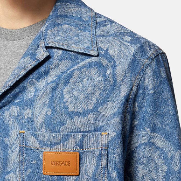 Details for VERSACE 2023春夏花卉印花短袖休閒襯衫牛仔藍 男款 1007836-1A05765-1D520