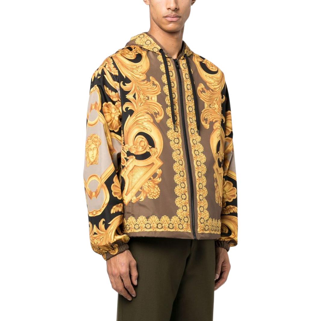 VERSACE SS23 Gold Logo Print Hooded Zip Jacket  Outerwear. 1008037-1A06165-5B940 圖 6
