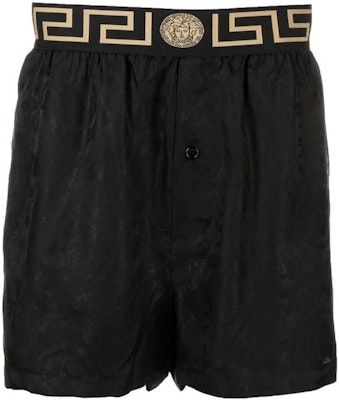Versace SS23 Greek Key Jacquard Waistband Straight-Fit Shorts Men Black. 1000948-1A06342-5B050 Order Versace SS23 Greek Key Jacquard Waistband Straight-Fit Shorts Men Black. 1000948-1A06342-5B050