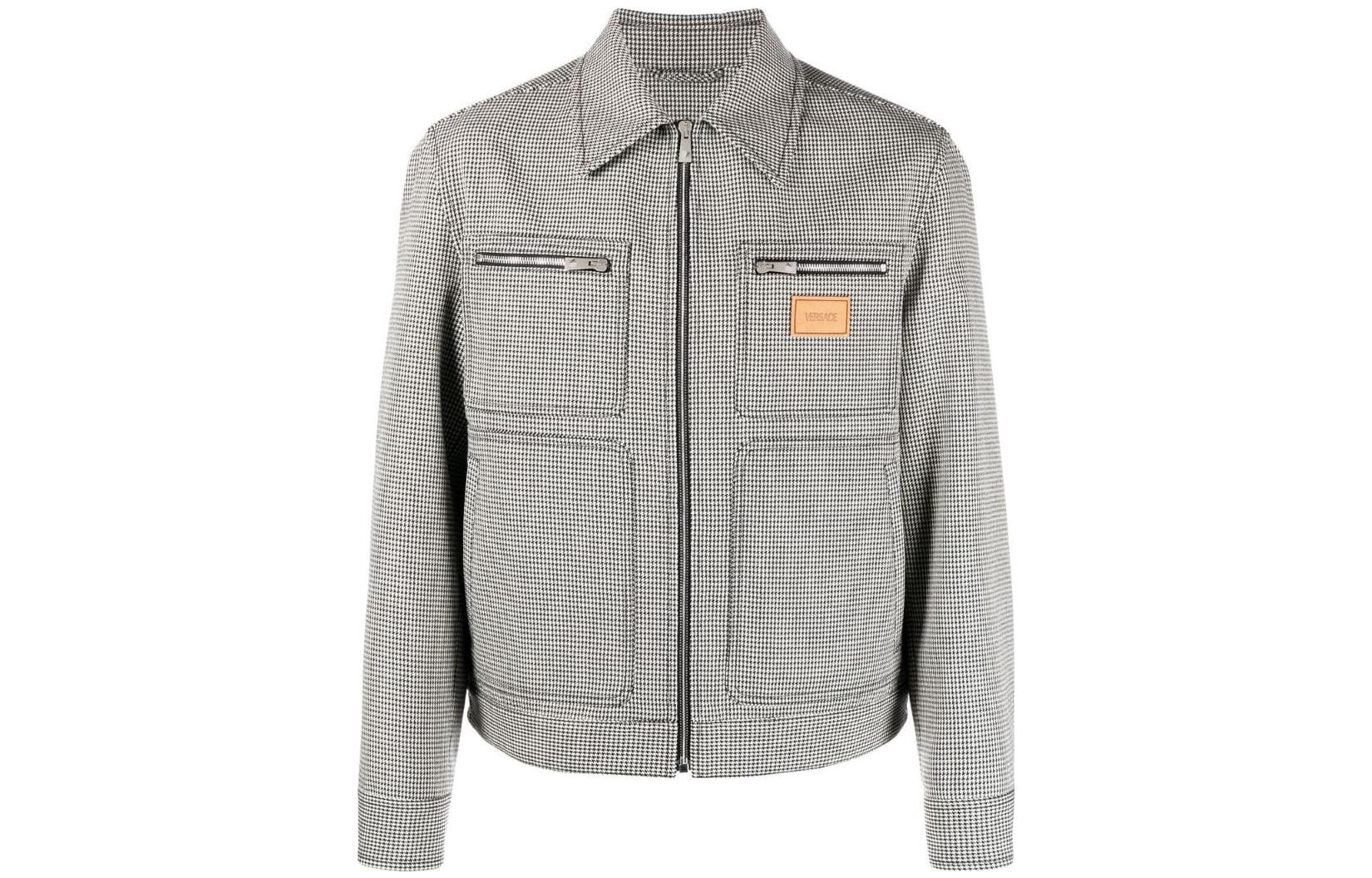 VERSACE SS23 Houndstooth Print Jacket  Grey 1007441-1A05742-2W020