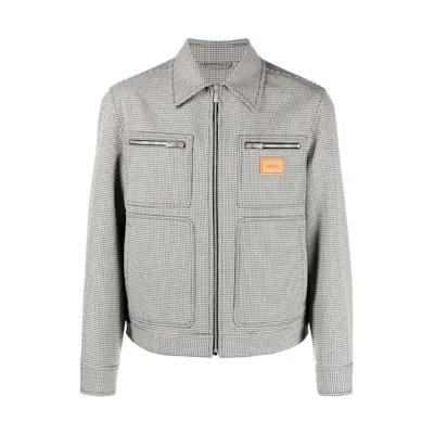 VERSACE SS23 Houndstooth Print Jacket Grey 1007441-1A05742-2W020