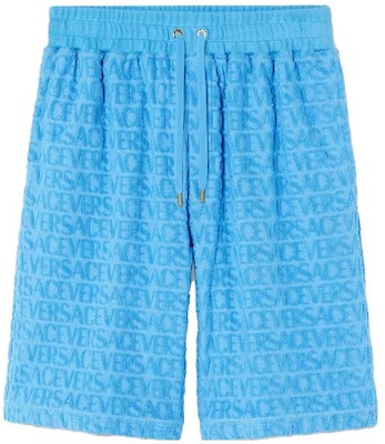 VERSACE SS23 Jacquard Logo Straight-Cut Casual Shorts Blue 1010655-1A07695-1VA90 Buy VERSACE SS23 Jacquard Logo Straight-Cut Casual Shorts Blue 1010655-1A07695-1VA90
