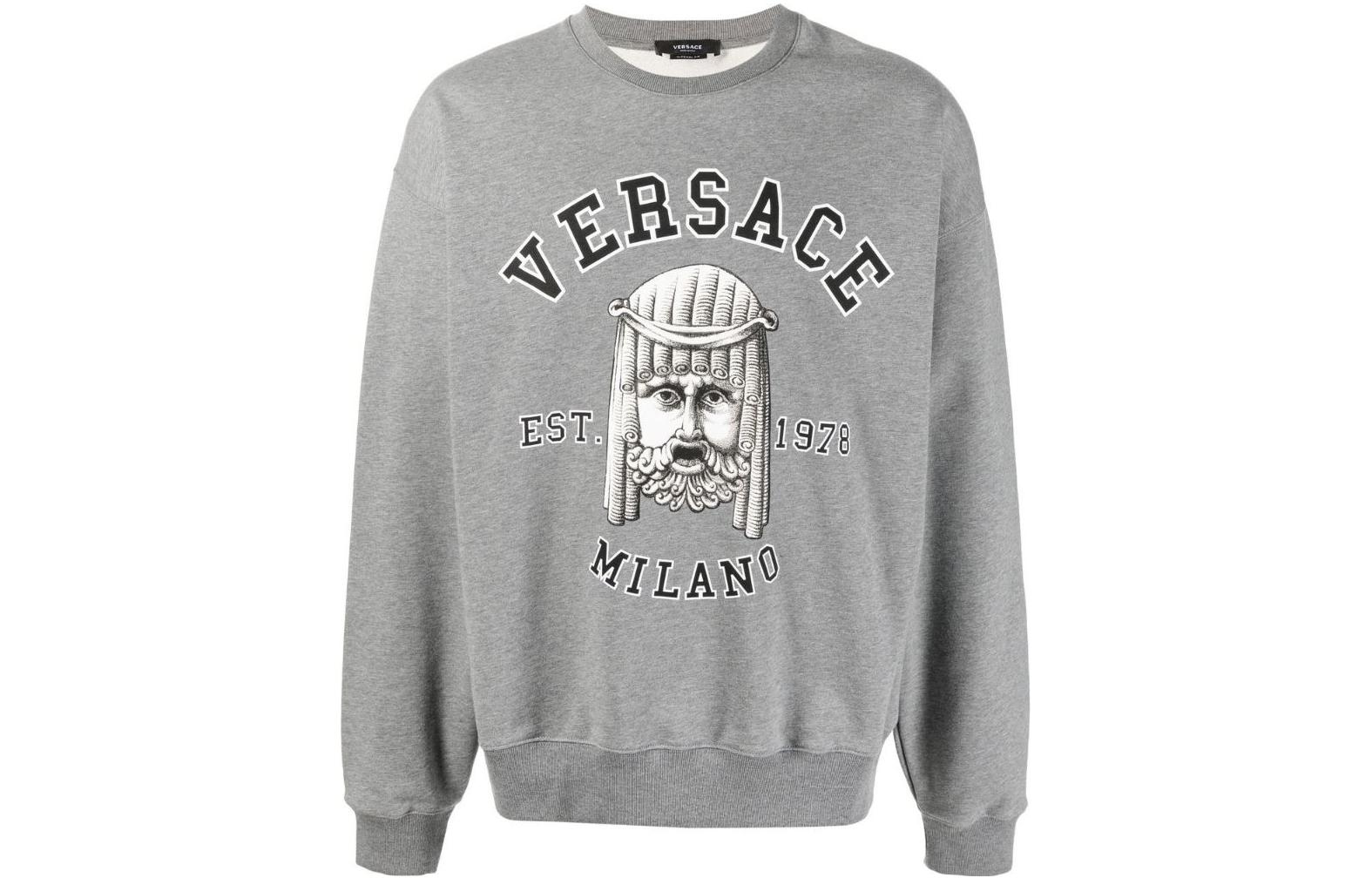 VERSACE SS23 Letter Logo Print Crewneck Long Sleeve Sweatshirt Gray Men’s. 1009462-1A06894-1E100 圖 2