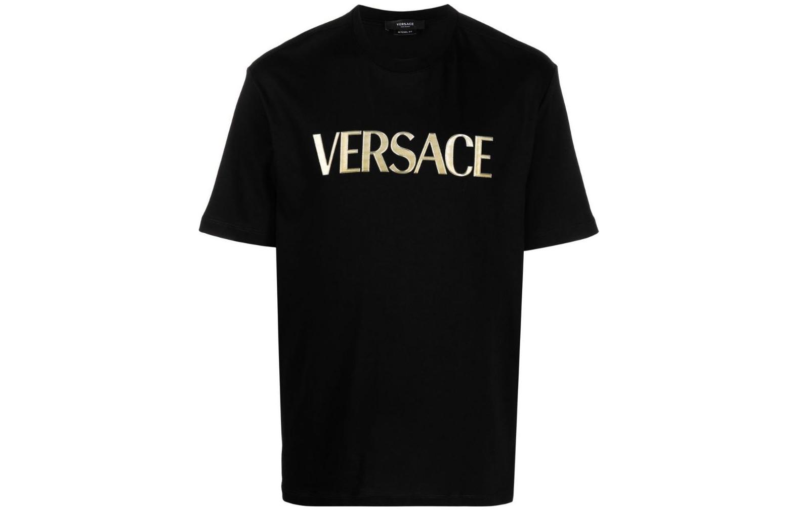 VERSACE SS23 Letter Logo Print Crewneck T-Shirt Black Mens. 1008466-1A06056-1B000 圖 2