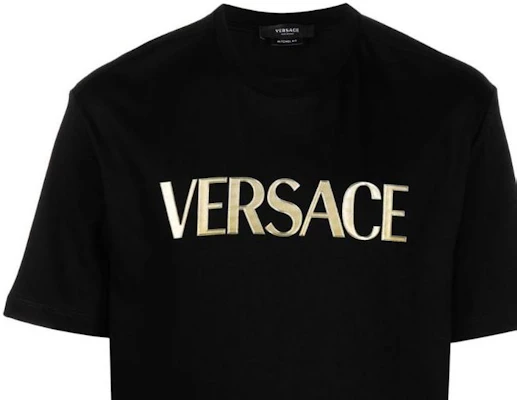 VERSACE SS23 字母標誌印花黑色男款圓領T恤。 1008466-1A06056-1B000 Details for VERSACE SS23 字母標誌印花黑色男款圓領T恤。 1008466-1A06056-1B000