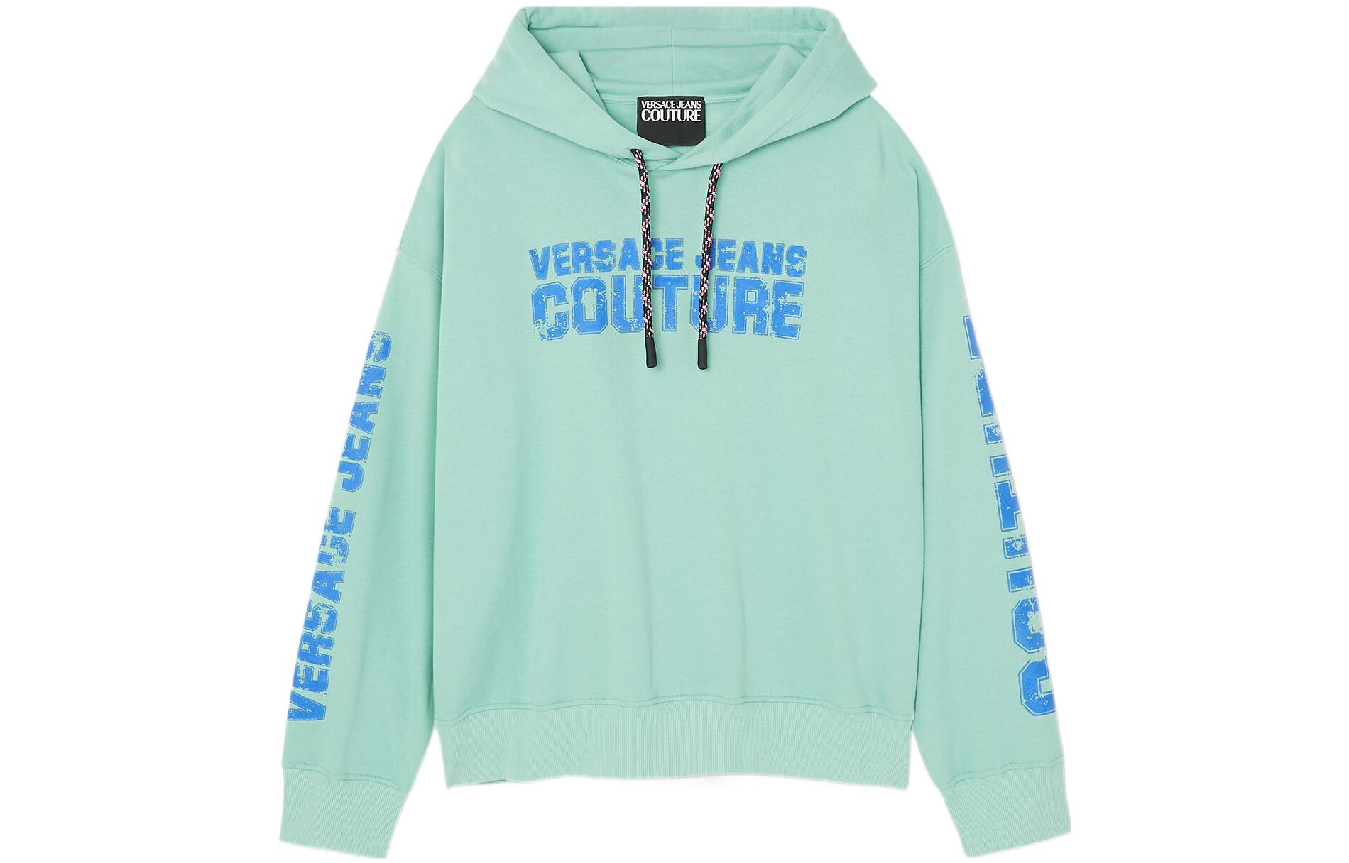Versace SS23 Letter Logo Print Drawstring Hoodie Men’s Light Green E73GAI3C8-EF0002-E132