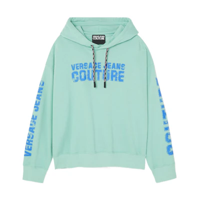 Versace SS23 Letter Logo Print Drawstring Hoodie Men’s Light Green E73GAI3C8-EF0002-E132
