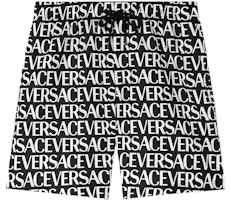 VERSACE SS23 Logo All-Over Print Straight Beach Shorts Black . 1002517-1A06993-5B040 VERSACE SS23 Logo All-Over Print Straight Beach Shorts Black . 1002517-1A06993-5B040