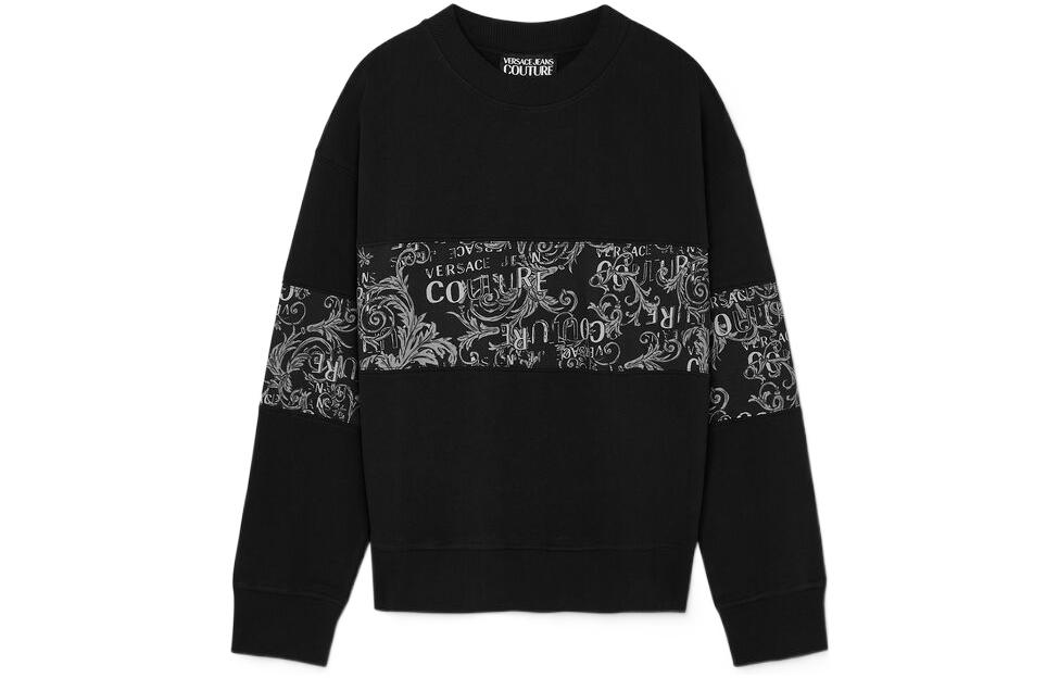 Versace SS23 Logo Couture Patchwork Print Sweatshirt Black E74GAI309-EFS063-E899