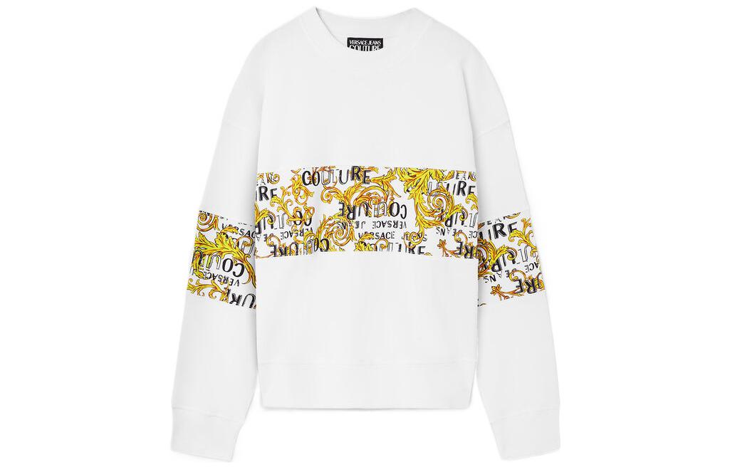 Versace SS23 Logo Couture Patchwork Print Sweatshirt White/Gold E74GAI309-EFS063-EG03