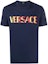 Buy ヴェルサーチ SS23 ロゴ刺繍 クルーネック 半袖 Tシャツ ブルー 1003982-1A02828-1U830