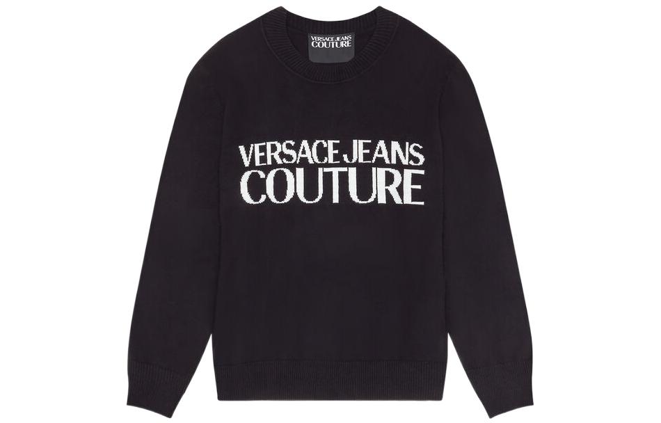 Versace SS23 Logo Print Crewneck Pullover Sweatshirt Black E72GAFM01-ECM06H-EZ85