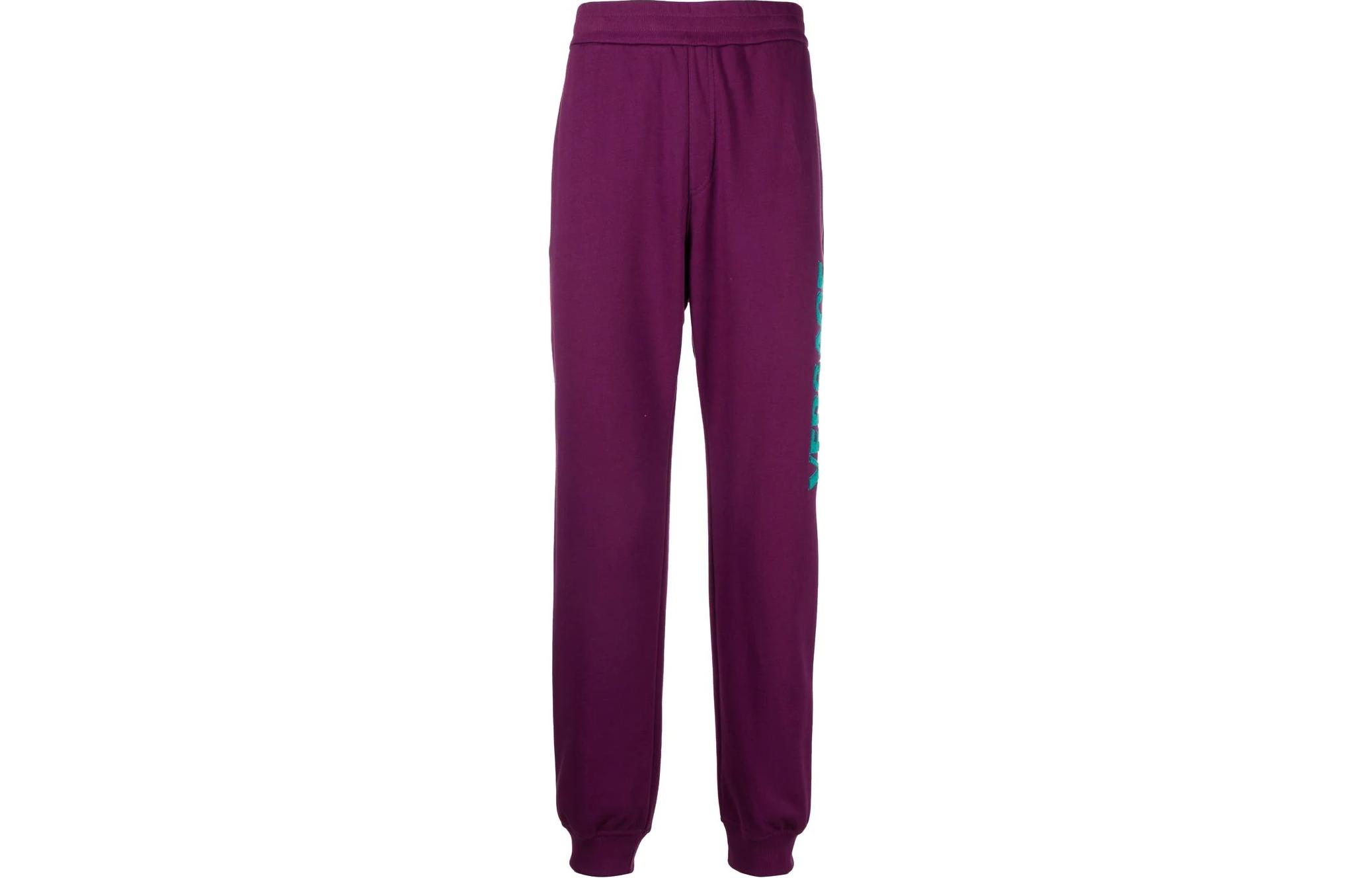 Order VERSACE SS23 Logo Print Elastic Waist Jogger Pants Men Purple. 1006976-1A04953-1LA50