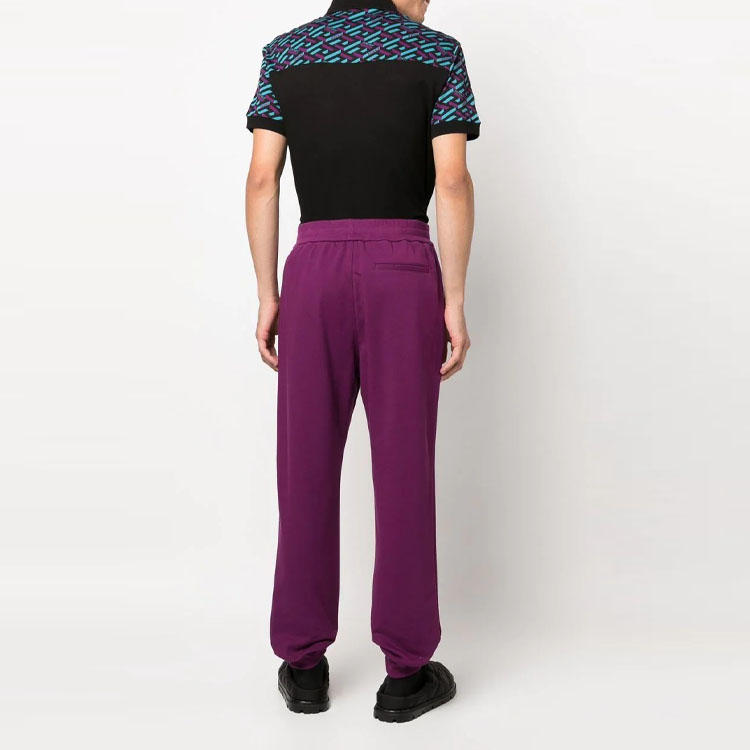 Shop VERSACE SS23 Logo Print Elastic Waist Jogger Pants Men Purple. 1006976-1A04953-1LA50