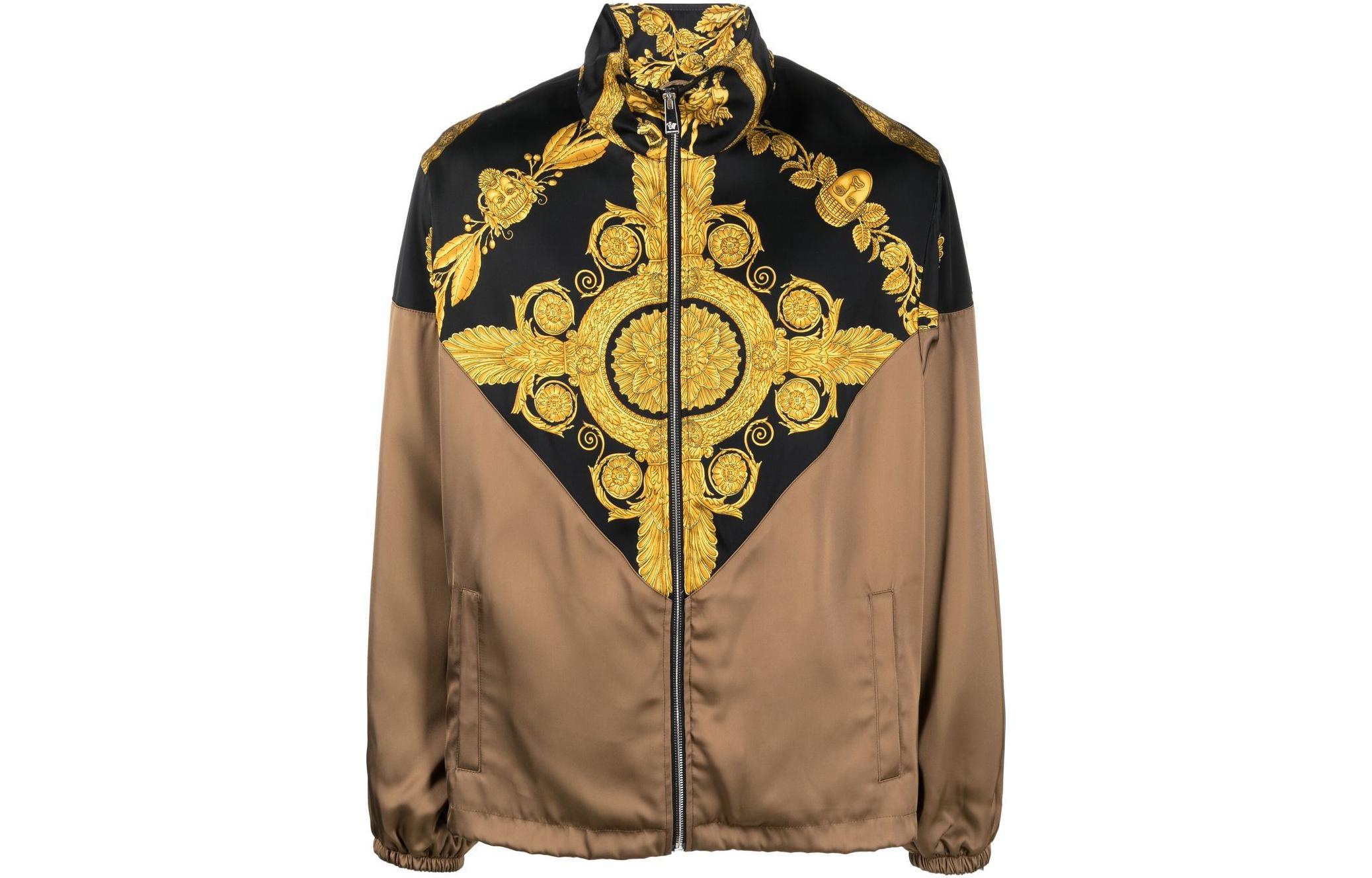 Versace SS23 Logo Print High-Neck Track Jacket Brown 1009370-1A06824-98474