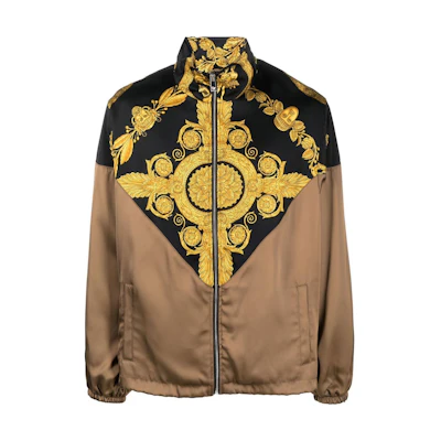 Versace SS23 Logo Print High-Neck Track Jacket Brown 1009370-1A06824-98474