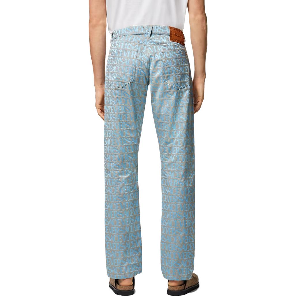 Purchase ヴェルサーチ SS23 ロゴプリント ライトブルーデニムジーンズ メンズ 両サイドポケット付き 1007837-1A07734-2UL90
