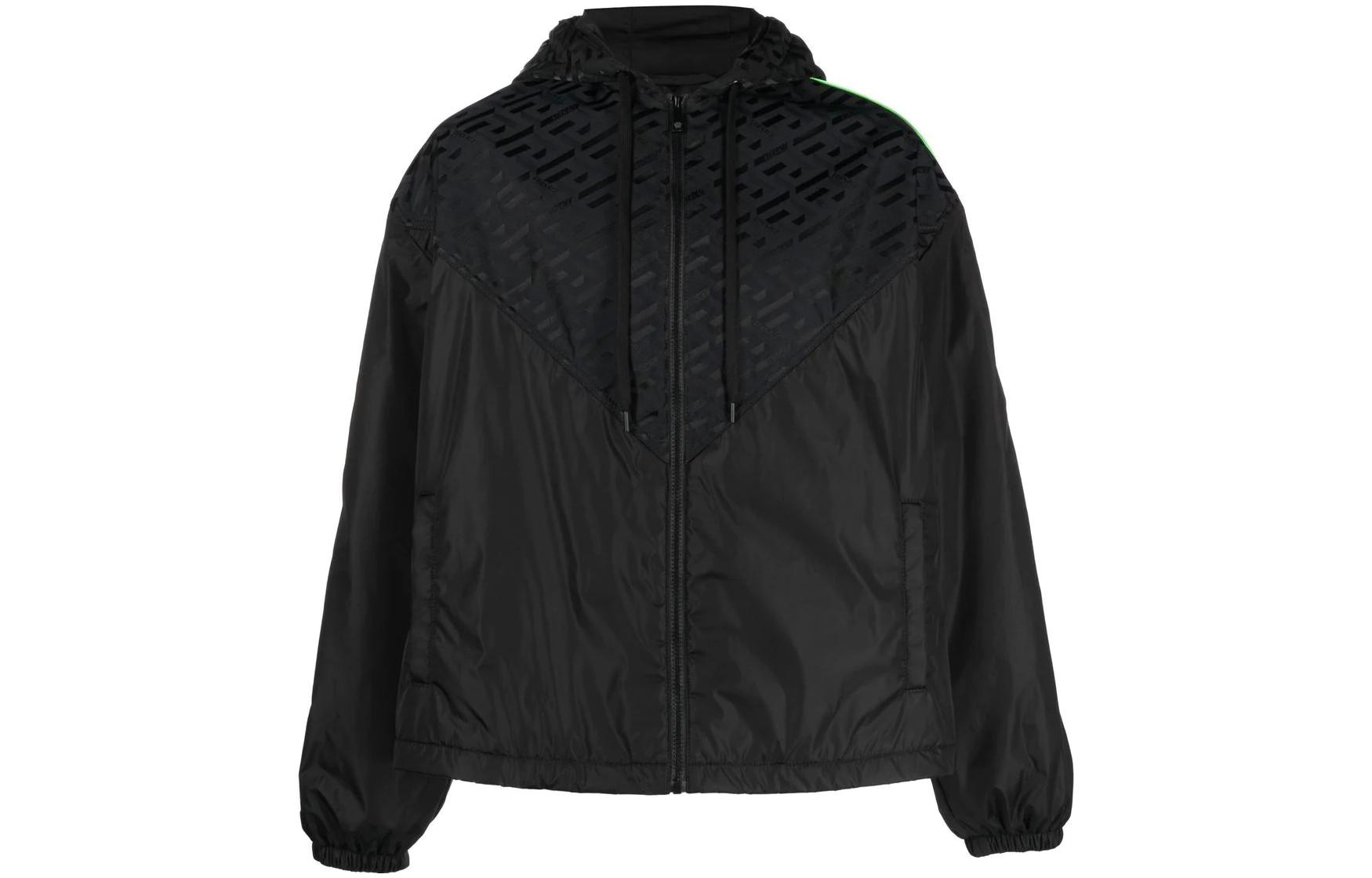 Versace SS23 Logo Print Patchwork Track Jacket Black 1008038-1A05723-1B000