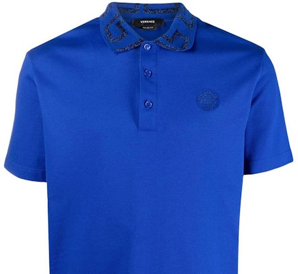 VERSACE SS23 Kaos Polo Lengan Pendek Pria Logo Print Biru A874021-A06199-2UI70 Details for VERSACE SS23 Kaos Polo Lengan Pendek Pria Logo Print Biru A874021-A06199-2UI70