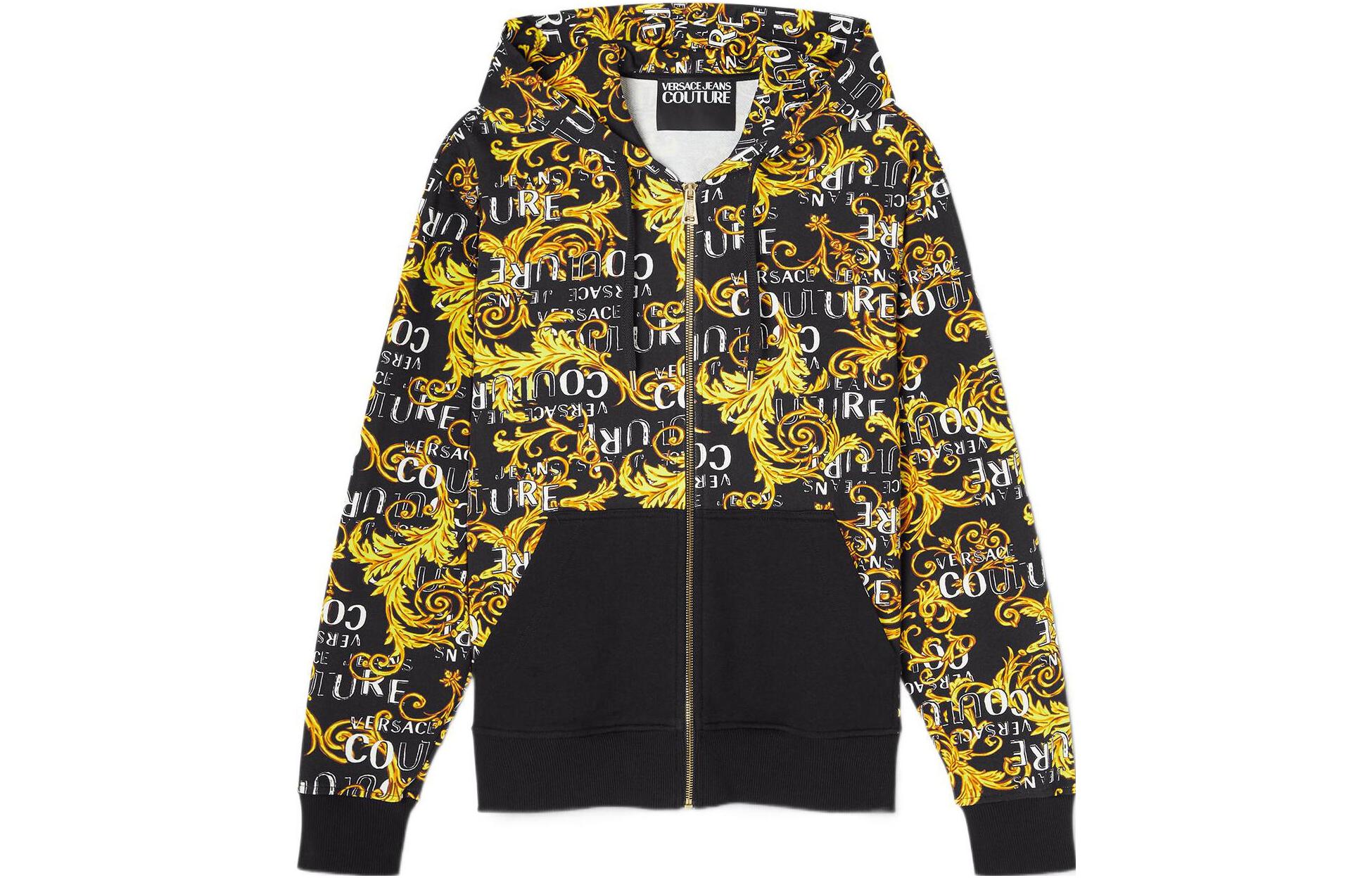 Versace SS23 Logo Print Zip Hoodie Black E74GAI3Z0-EFS063-EG89
