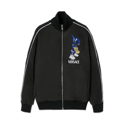 VERSACE SS23 Lunar New Year Rabbit Print Zip Jacket Black 1009297-1A06736-1B000