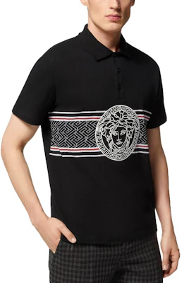 베르사체 SS23 메두사 자수 스트레이트핏 폴로 셔츠 남성 블랙 1008495-1A06075-1B000 Purchase 베르사체 SS23 메두사 자수 스트레이트핏 폴로 셔츠 남성 블랙 1008495-1A06075-1B000