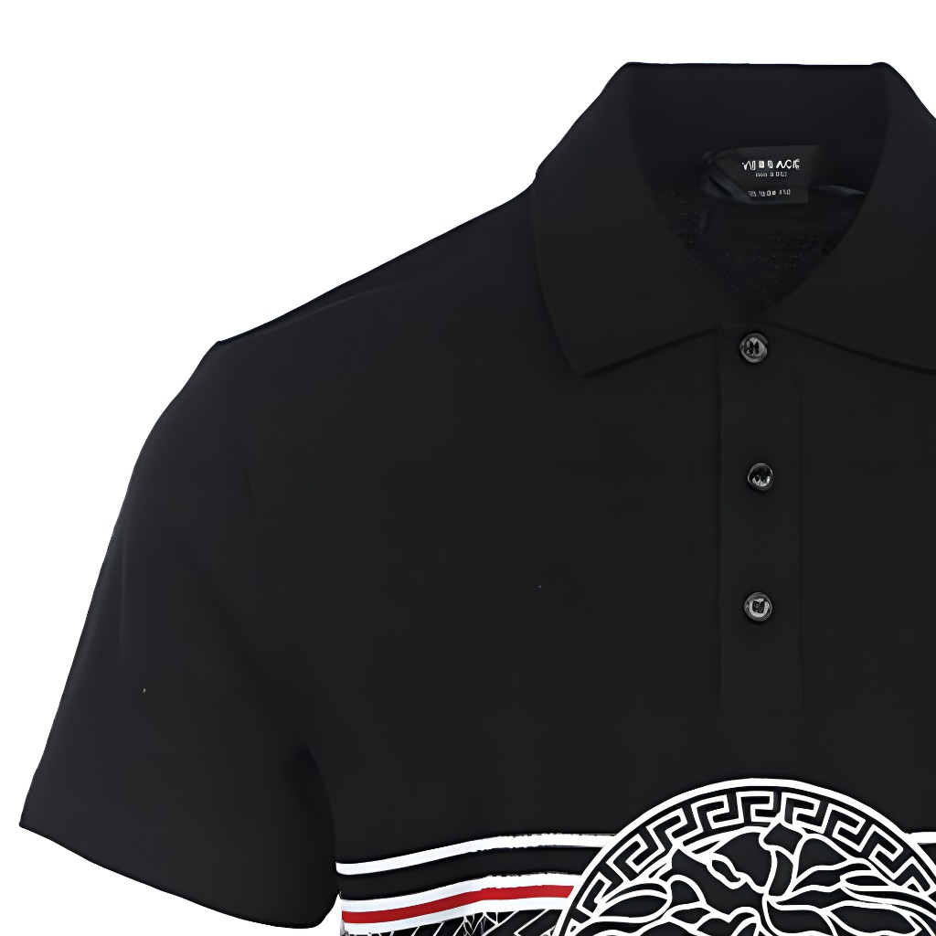 VERSACE SS23 Medusa Embroidered Straight-Cut Polo Shirt Men’s Black 1008495-1A06075-1B000 圖 9