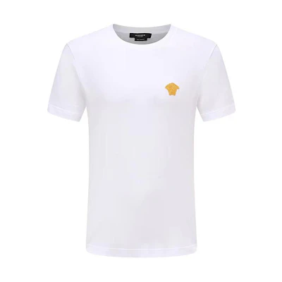 VERSACE SS23 Medusa Embroidery White Casual Short Sleeve T-Shirt Men. 1008481-1A06063-1W000